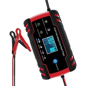 Krachtige Smart Autolader - 12V/ 8A- 24V/ 4A - Volautomatische Intelligente Acculader - Voertuig Batterij Stroomvoorziening - Rood