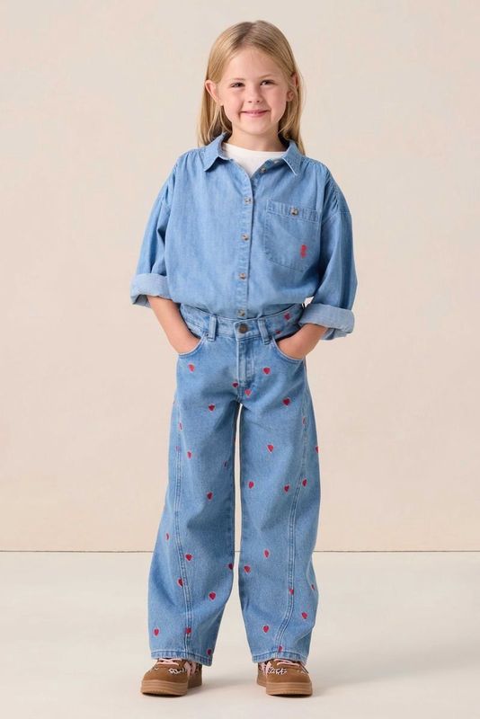 Sissy-Boy - Denim Blouse - Blauw - Hartjesborduursel