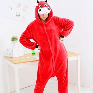 Rode Koe onesie maat 134/140 - Dieren – Verkleedkleren - kinderen - jongens - meisjes - Huispak - Carnaval
