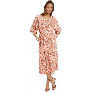 Maxi-jurk met knoopsluiting en 3/4-mouwen