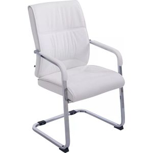 In And OutdoorMatch Vergaderstoel Nelle - Wit - Kunstlederen stoel - Met rugleuning - Bezoekersstoel - Zithoogte 48cm