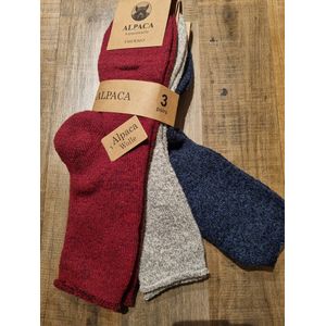 3 Paar - Alpaca Wollen Sokken - Maat 35-38 - Wintersokken - Huissokken - Thermosokken - Wandelsokken