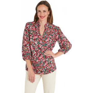 Gebloemde lange rechte tuniek met V-hals