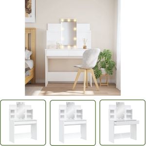 The Living Store Kaptafel met LED-verlichting 96x40x142 cm wit - Kaptafel - Make Up Tafel - Dressing Table - Led Verlichting - Spiegel