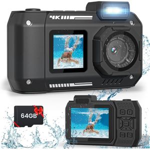 Onderwatercamera - Zwart - 4K - 65MP - Waterdicht - Compact - Dual Screen