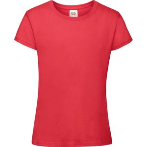 Fruit Of The Loom Meisjes Zachtgesponnen T-shirt  Korte Mouwen (2 stuks) (Rood)