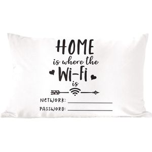 Sierkussen - Quote Home Is Where The Wifi Is - Multicolor - 30 Cm X 50 Cm