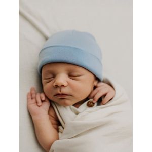 Wollen baby muts - Merinowol - Blue Fog 62