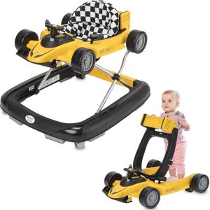 ib style® Loopstoel Babywalker - Baby Loopwagen - Looptrainer - 2-in-1 Racer - Hoogte verstelbaar - Met Geluidseffecten - Little Speedster - Geel