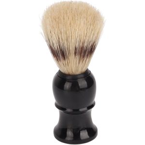 Houten Scheerkwast voor Mannen – Kleine Draagbare Zwarte Scheerkwast met Gebogen Handvat – Synthetisch Scheerhulpmiddel voor Baardverzorging thuis of in de Salon