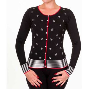 Banned - Close Call Cardigan - 3XL - Zwart/Wit