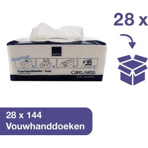ABENA Vouwhanddoeken in Bulkverpakking - 28 Verpakkingen met 144 Vel per Verpakking - Sterk, Absorberend en Zacht - Vel-Voor-Vel Uitgifte voor Extra Hygiëne - Ecolabel