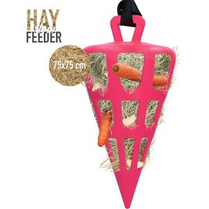 Hay Slowfeeder Fun&Flex Wortel – Hooi Slowfeeder voor paarden – Geschikt voor grazende dieren – Tegen stalververling – Bevordert de gezondheid – Tot 1 kg hooi - Ø 22 CM – Roze
