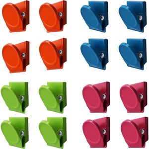 16 stuks veelkleurige magnetische metalen klemmen, koelkast whiteboard muur magnetische memo opmerking clip