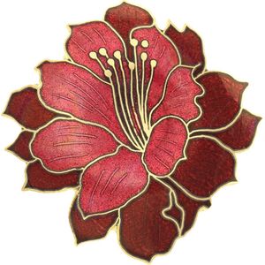 Behave®  Broche bloem rood - emaille sierspeld -  sjaalspeld