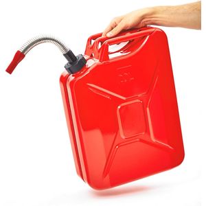 BW® Fuel Canister Metalen Benzineblik - Jerrycan 5 liter met schroefdop en schenktuit - Rood - TÜV-getest en UN-goedgekeurd - Gemaakt in Europa