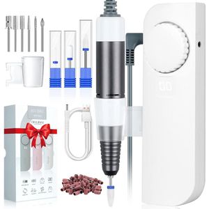 Portable Nail Drill - Matte Nail Drill with Rechargeable Electric Nail File for Acrylic/Gel Nails Removal - Saviland Manicure Pedicure Polishing Tool Kit White