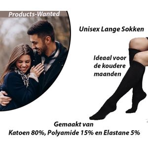 3-Paar Unisex Lange Sokken met 80% Katoen 40-46 Zwart