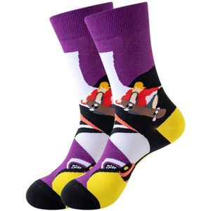 Tutti Footi - Skater Sokken maat 41-46 | Stoere sokken met Skatebaan, skateboard, street, paars