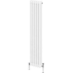 Monster Shop Traditionele Stijl 3 Kolom Verticaal Radiatoren - 1800 x 292mm - Hoogwaardig Carbon Staal - Hoge BTU Warmte Output - Inclusief Bevestigingskit & Borstel - 15 Jaar Garantie - Wit