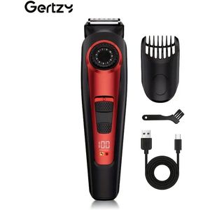 Gertzy Clipper - Digitale Tondeuse - Ingebouwde 20standen 0,5mm tot 10mm - Usb Oplaadbare Scheerapparaat voor Gezichtshaar, Hoofdhaar en Lichaamshaar - Perfecte Lichaamshaar Verzorging - Digitale Batterij Indicator - Unisex - Kleur: Rood