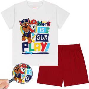 Paw Patrol Jongens Wit en Rood Pyjama met Korte Broek