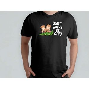 AquaPaws Don't Worry Be Cappy - T Shirt - Capibara - Capybara - FunnyAF - AlwaysSarcastic - SarcasmLevel - SarcasmeModeAan - GrappigHe - IkMaakEenGrapje - DrogeHumor