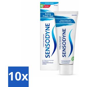 10 x Sensodyne - Tandpasta - Extra Fresh Gel - Verfrissend - 75 ml - Gevoelige Tanden - Frisse Mond - Tandpasta - Fluoride - Tandglazuur
