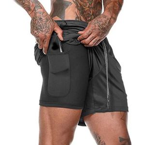 Zwarte sportbroek met zwarte strakke onderbroek - Fijne zakken - Korte broek - Hardlopen - Sporten - Sportschool - Fitness