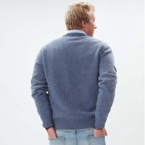 Osborne Knitwear Trui met vervilte ronde hals - Lamswol - River/Vole - XL