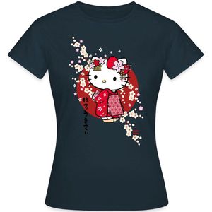 Hello Kitty In Een Rode Kimono En Kersenbloesems T-Shirt Dames