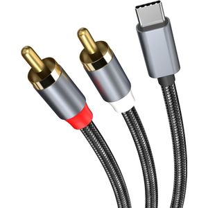 MMOBIEL RCA naar USB-C Audio Kabel – USB-C naar 2 RCA Audio Kabel – RCA Y Splitter – Hoofdtelefoon Jack Adapter Type-C naar Tulp Audio Kabel voor Smartphones, Tablets, Speakers etc. – 1,2m