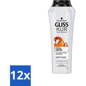 Gliss Kur - Shampoo - Vrouwen - Hydraterende Verzorging - 250 ml - Voordeelverpakking - 12 stuks
