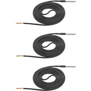 3 stuks RVS temperatuurvoeler met sensorkabel -55 ° C tot +125 ° C