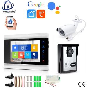 WIFI buiten videofoon met binnen scherm en buiten camera en kan werken met spraakgestuurde apps. T-2105VC