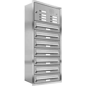 Inbouw met intercom 7 adressen(rand)_Brievenbus met intercompaneel inbouw_7_adressen__RVS
