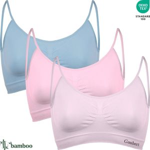 3-Pack Naadloze Bamboe Comfort BH Top - Zonder Beugel - Verstelbare Spaghettibandjes - Bamboe Ondergoed - Multikleur - Maat S/M - GBTW-3105-Mix-2