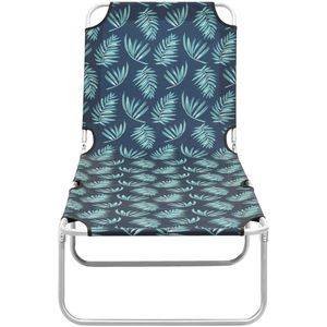vidaXL Ligbed inklapbaar - Bladmotief - Staal en stof Ligbed - Lounge Bed - Tuinstoel - Buitenleven - Relaxen