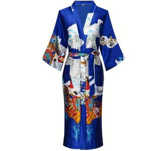 Livano Badjas Dames - Kimono - Kamerjas - Ochtendjas - Pyama - Koningsblauw - XL