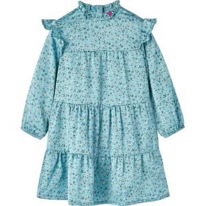 vidaXL - Kinderjurk - met - lange - mouwen - 104 - blauw