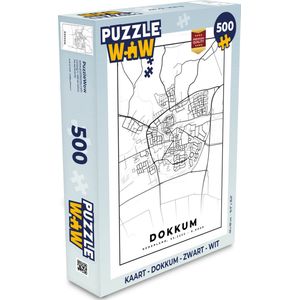 Puzzel Kaart - Dokkum - Zwart - Wit - Legpuzzel - Puzzel 500 stukjes