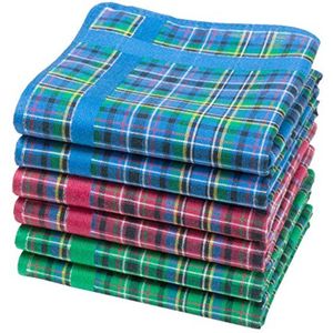 Meerkleurige Schotse Zakdoeken - 100% Katoen - 6 Stuks - Klein Formaat 28 cm