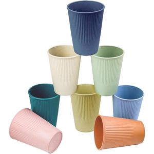 Kinderbekers - Set van 8 - 300 ml - Herbruikbaar - Polypropyleen - Magnetron- en vaatwasmachinebestendig - 8 kleuren