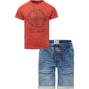 Noppies - Kledingset - 2delig - Jongens - Short Glasgow Light Wash - Shirt Garden Grove Hot Sauce - Maat 104