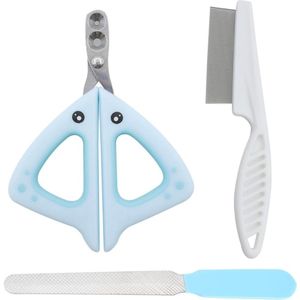 Kattennagelverzorging - Nagelknipper en Vlooienkam - 3 stuks - Blauw