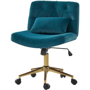 Ergonomische Kleermakersstoel Donkergroen - Comfortabele Bureaustoel Met Rugleuning En Kussen - In Hoogte Verstelbare Make-Up Tafelstoel Voor Jongens En Meisjes