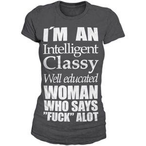 Hybris An Intelligent, Classy Woman Girly T-Shirt Damen Dark-Grey-S