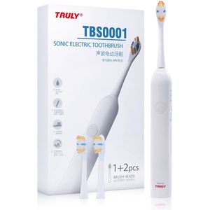 Truly TBS0001 - Elektrische Tandenborstel - IPX7 - 3 Poetsstanden - Inclusief 3x Opzetborstels - Draadloos Oplaadbaar - Wit