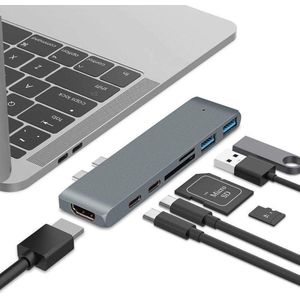 BrightNerd 7-in-1 USB-C Dock HUB - Geschikt voor Apple Macbook Pro / Air - 4K HDMI - Thunderbolt 3 - USB 3.0 / SD / Docking station  - ook voor Model 2020 ->