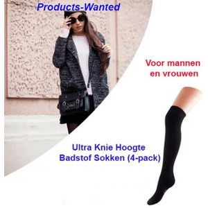4-pack Ultra Knie Hoogte Badstof Sokken | Maat 40-46 in het Zwart Kleur